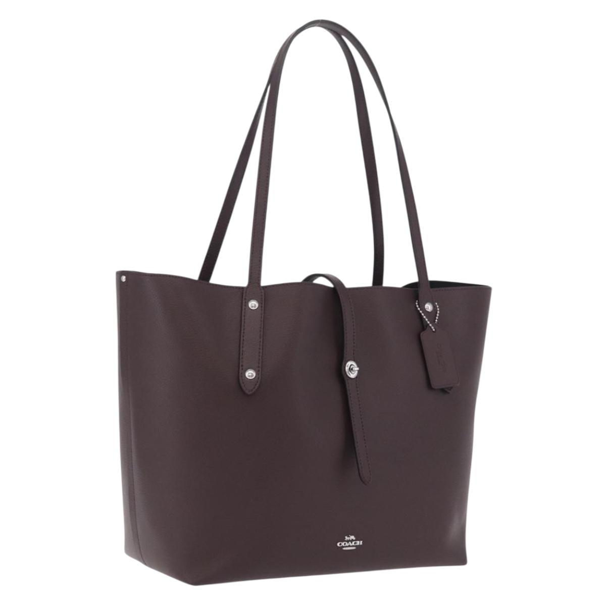 Coach Tote Bag Leather Bordeaux Silver Auth 206555A