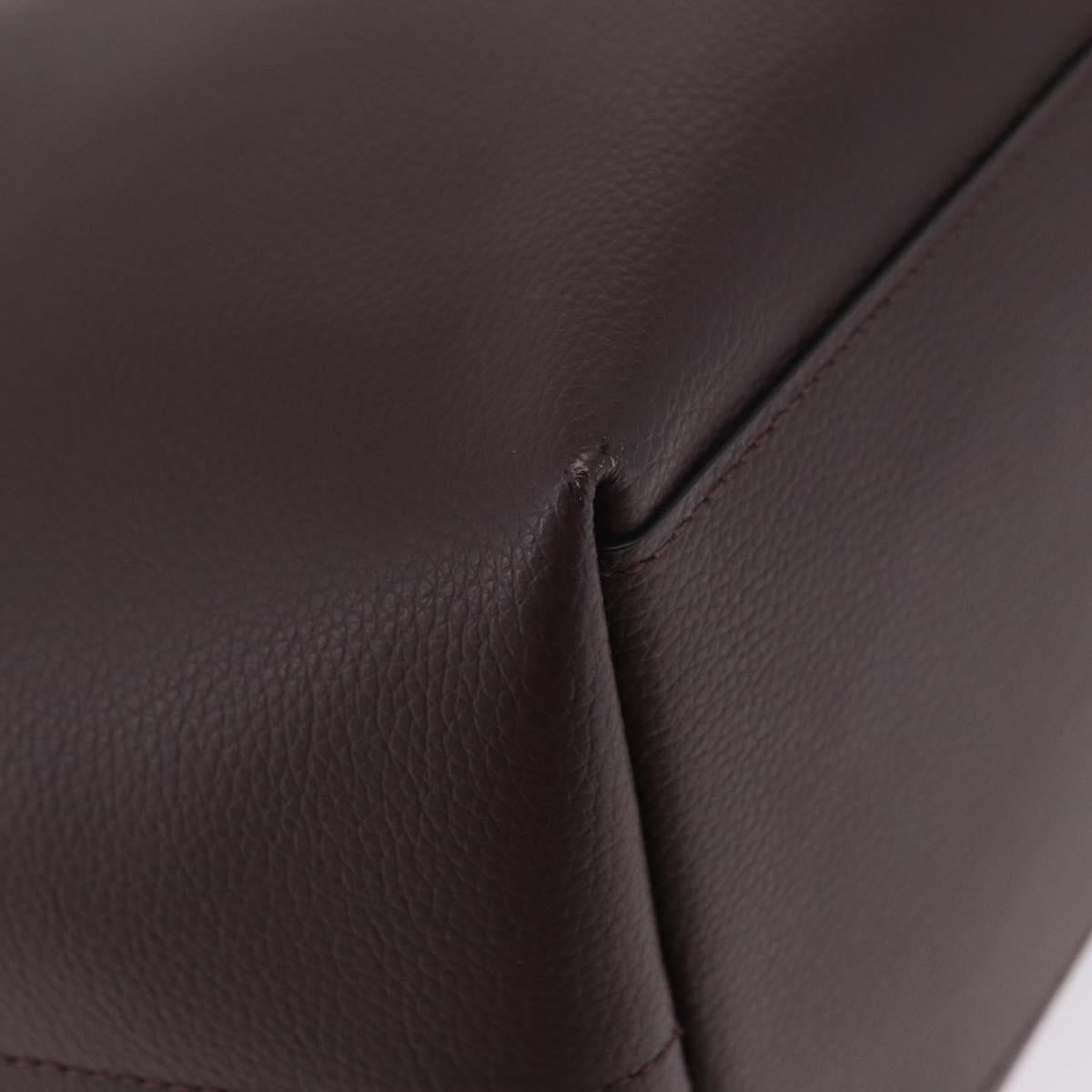 Coach Tote Bag Leather Bordeaux Silver Auth 206555A