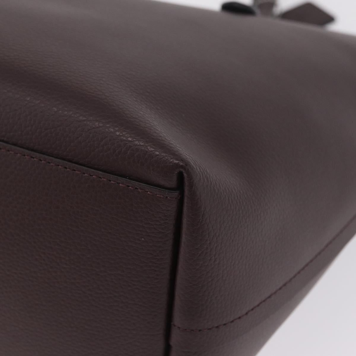 Coach Tote Bag Leather Bordeaux Silver Auth 206555A
