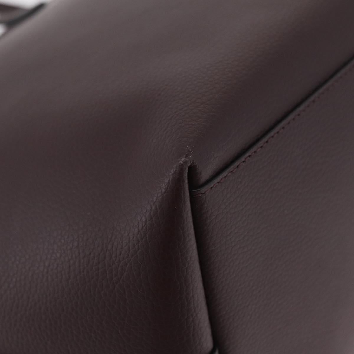 Coach Tote Bag Leather Bordeaux Silver Auth 206555A