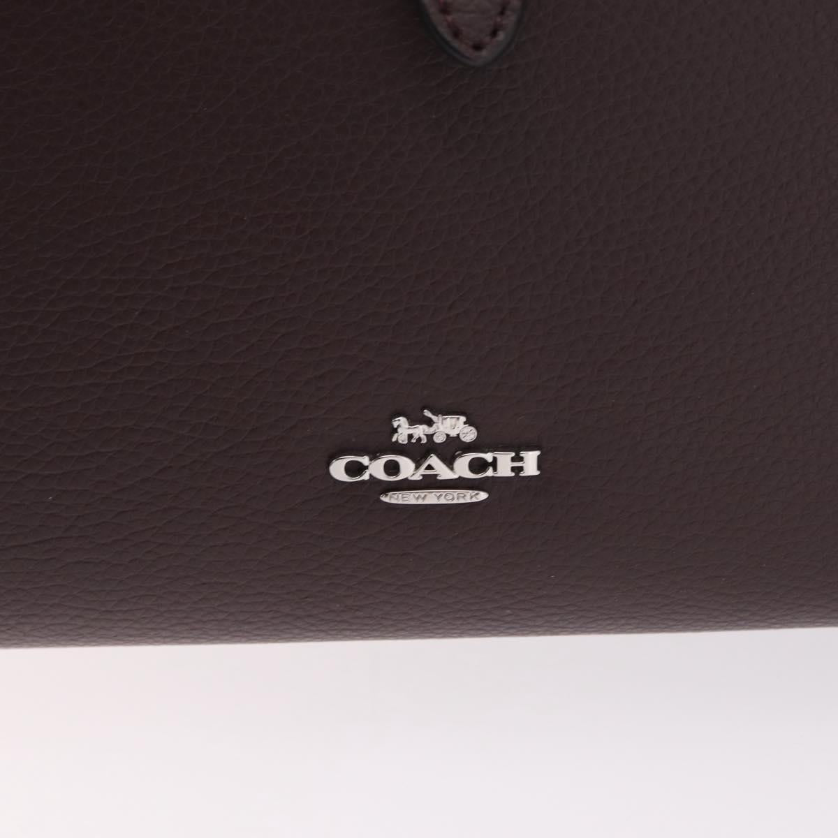 Coach Tote Bag Leather Bordeaux Silver Auth 206555A