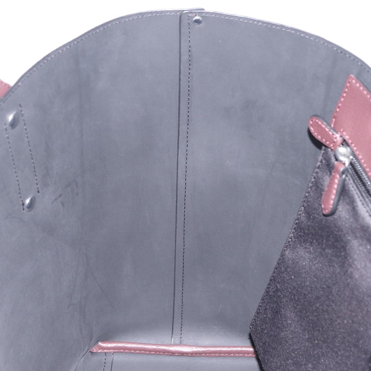Coach Tote Bag Leather Bordeaux Silver Auth 206555A