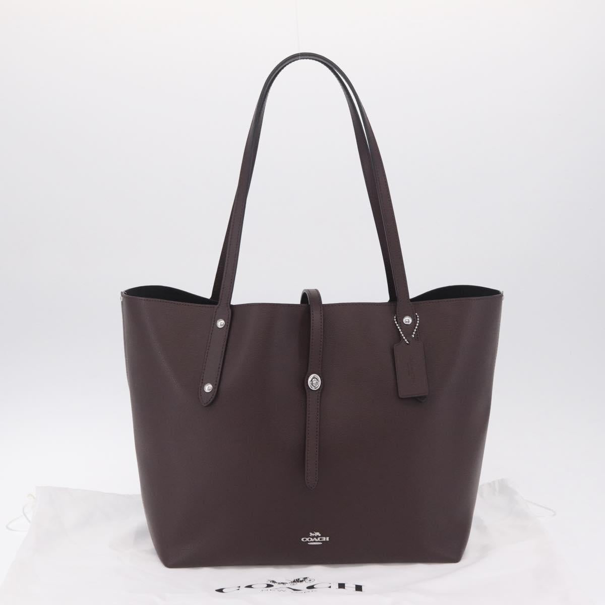 Coach Tote Bag Leather Bordeaux Silver Auth 206555A
