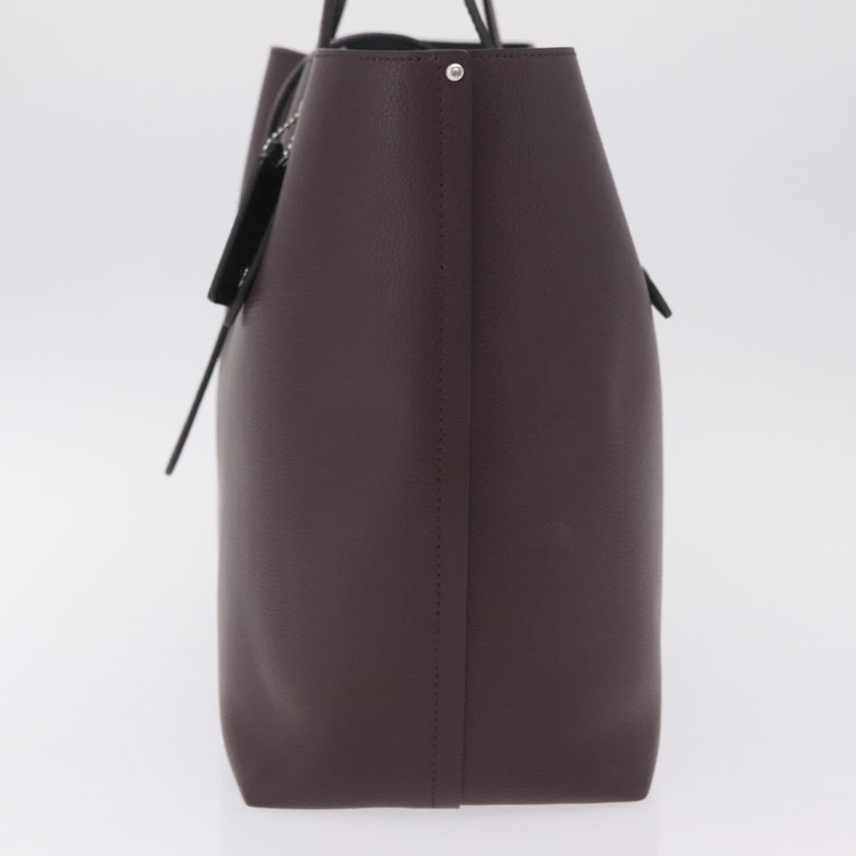 Coach Tote Bag Leather Bordeaux Silver Auth 206555A