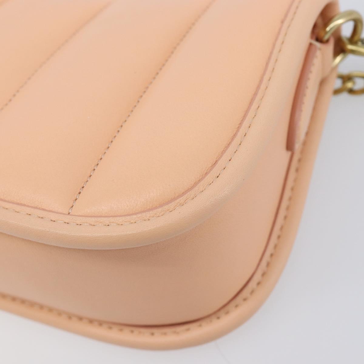 Coach Chain Shoulder Bag Leather Beige Gold Auth 206557A