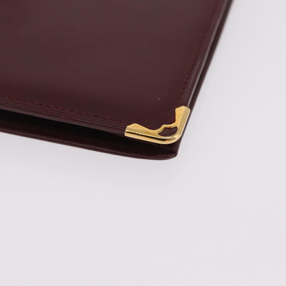 Cartier Billfold Leather Bordeaux Gold Auth 206564A