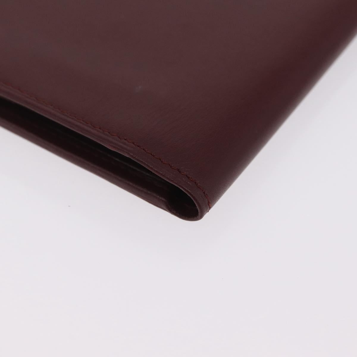 Cartier Billfold Leather Bordeaux Gold Auth 206564A