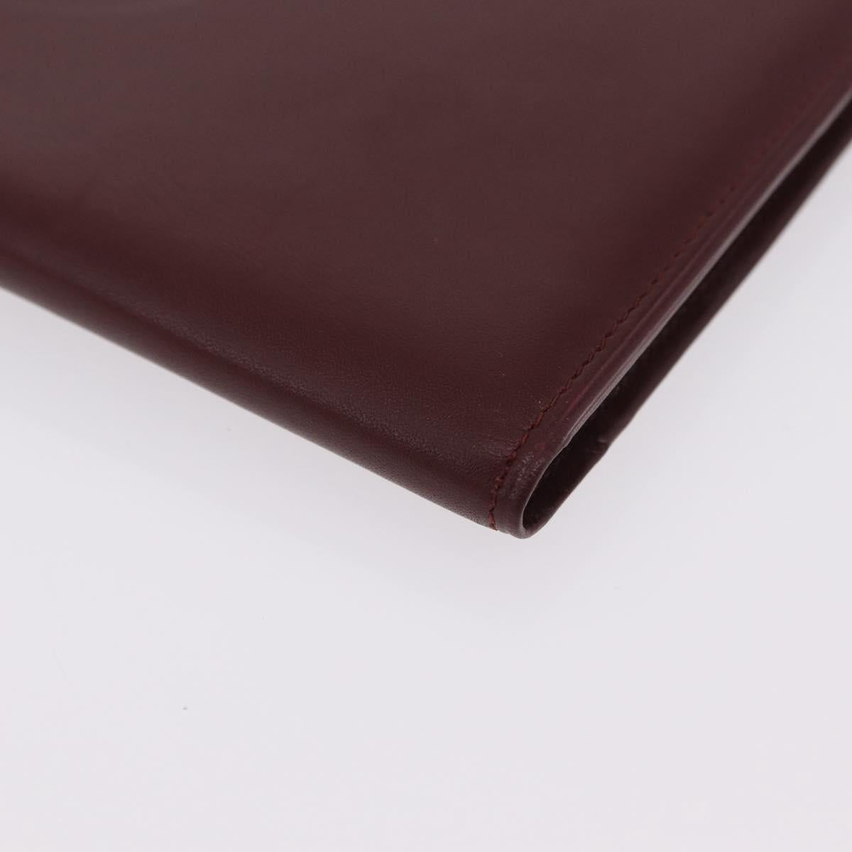 Cartier Billfold Leather Bordeaux Gold Auth 206564A
