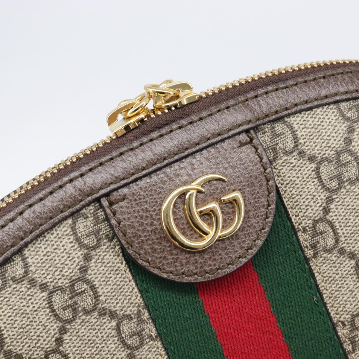 GUCCI GG Supreme Offdia WebSherry Line Bag PVC Beige Gold 499621 Auth 206566V