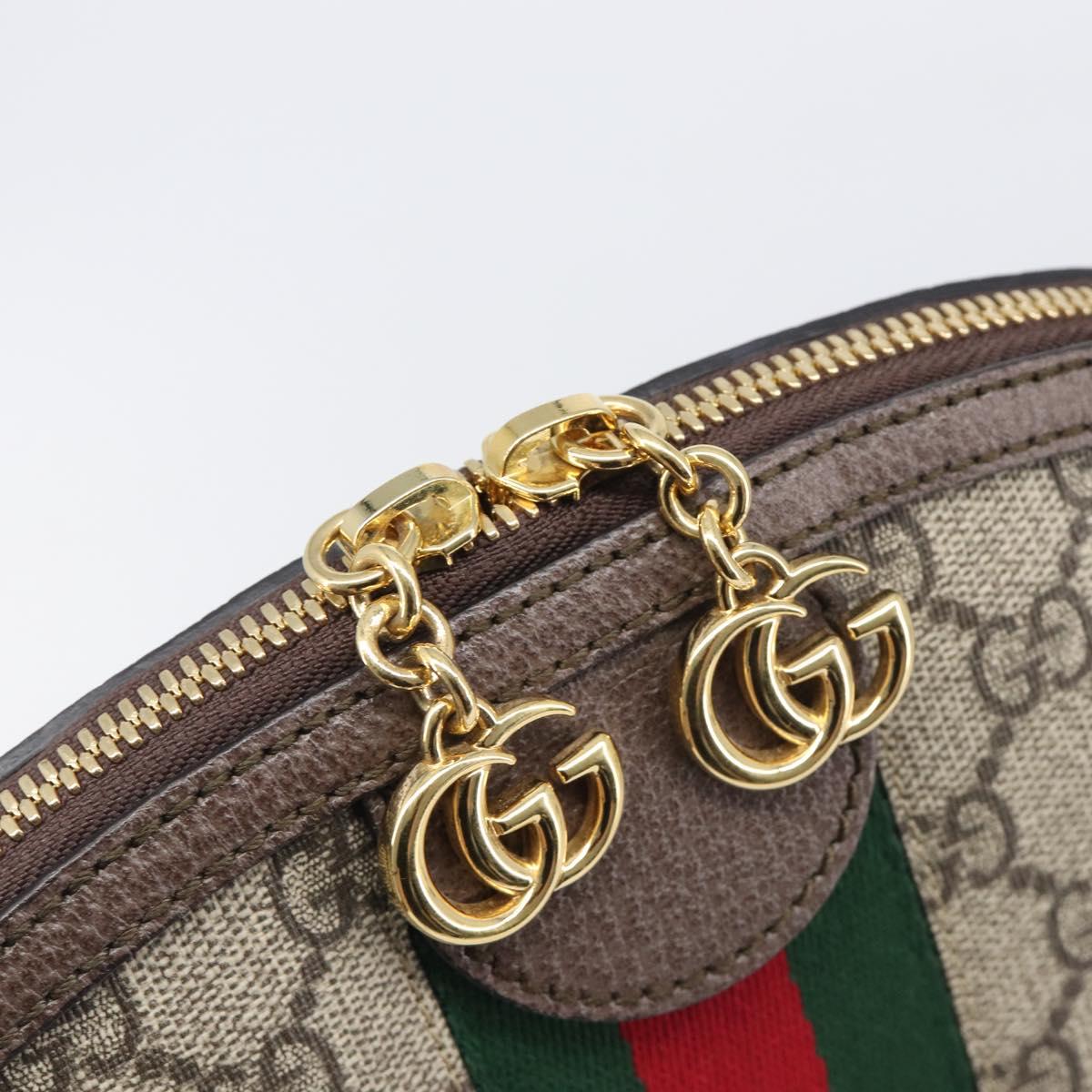GUCCI GG Supreme Offdia WebSherry Line Bag PVC Beige Gold 499621 Auth 206566V