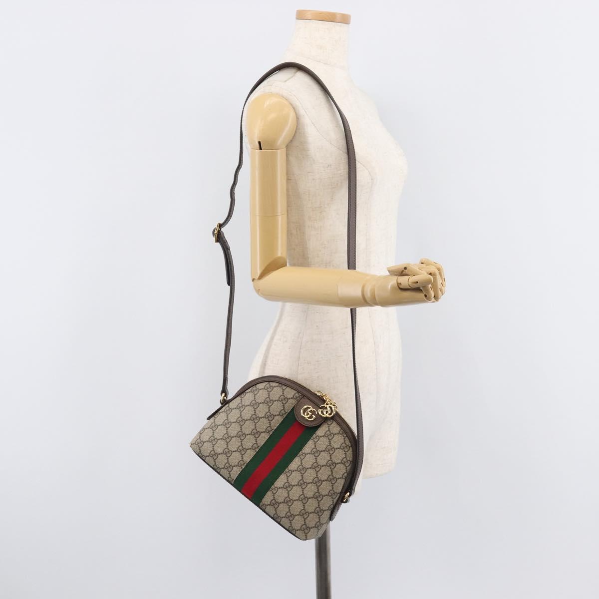 GUCCI GG Supreme Offdia WebSherry Line Bag PVC Beige Gold 499621 Auth 206566V