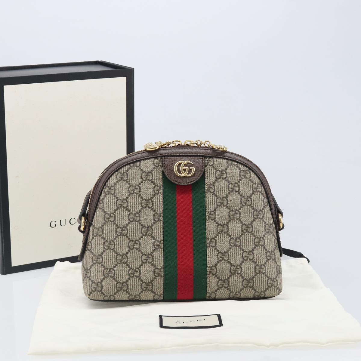 GUCCI GG Supreme Offdia WebSherry Line Bag PVC Beige Gold 499621 Auth 206566V