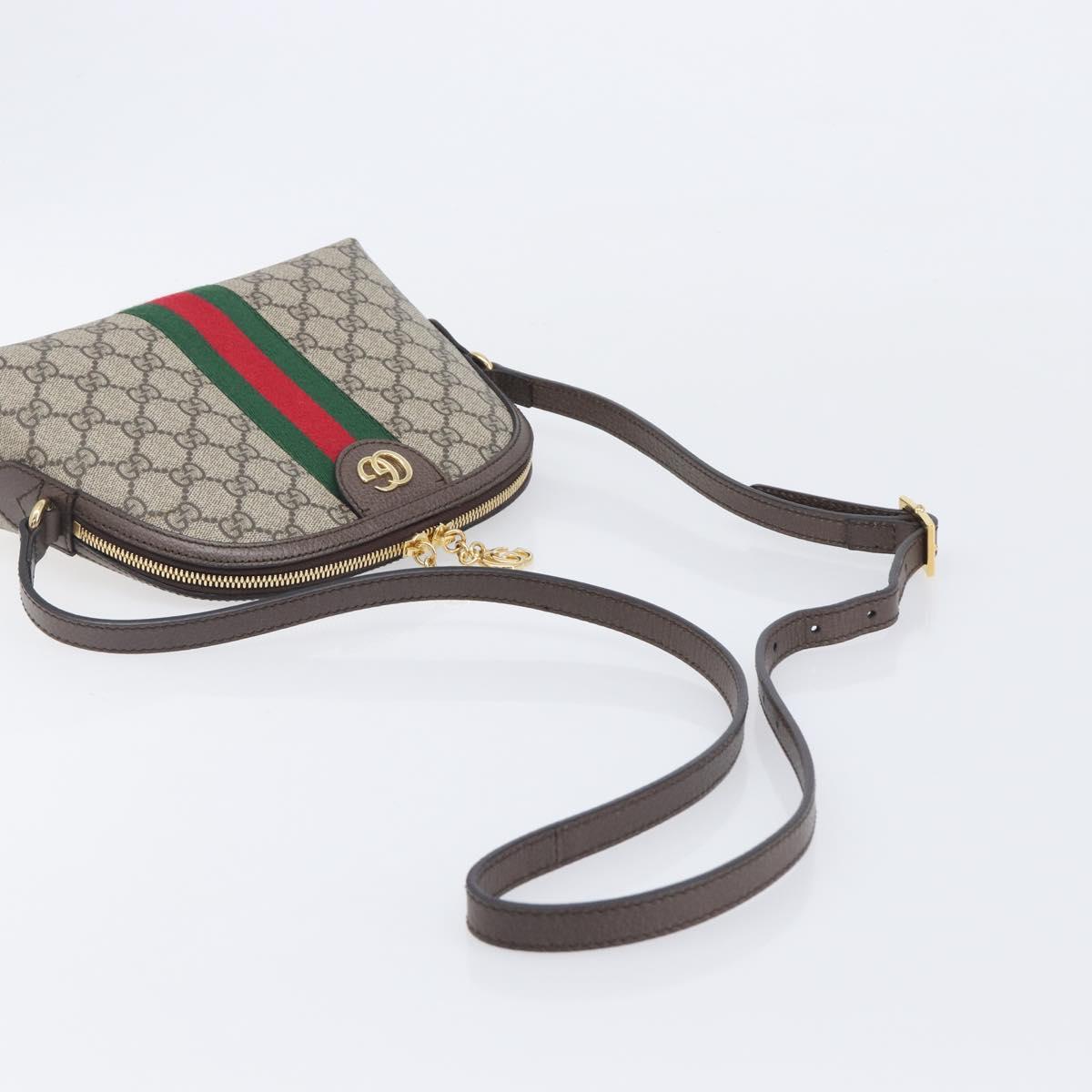 GUCCI GG Supreme Offdia WebSherry Line Bag PVC Beige Gold 499621 Auth 206566V