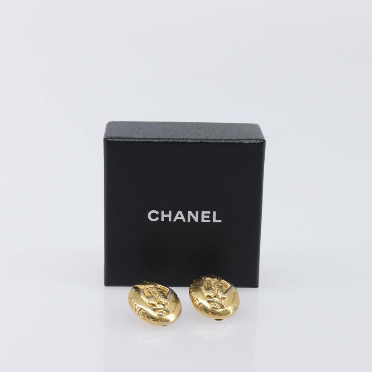 CHANEL Earring Metal Gold CC Auth 206568M