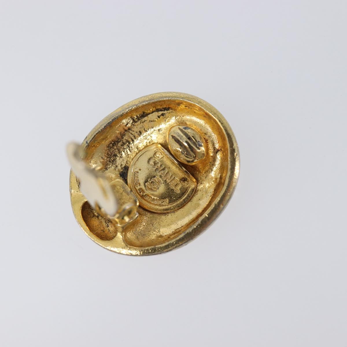 CHANEL Earring Metal Gold CC Auth 206568M