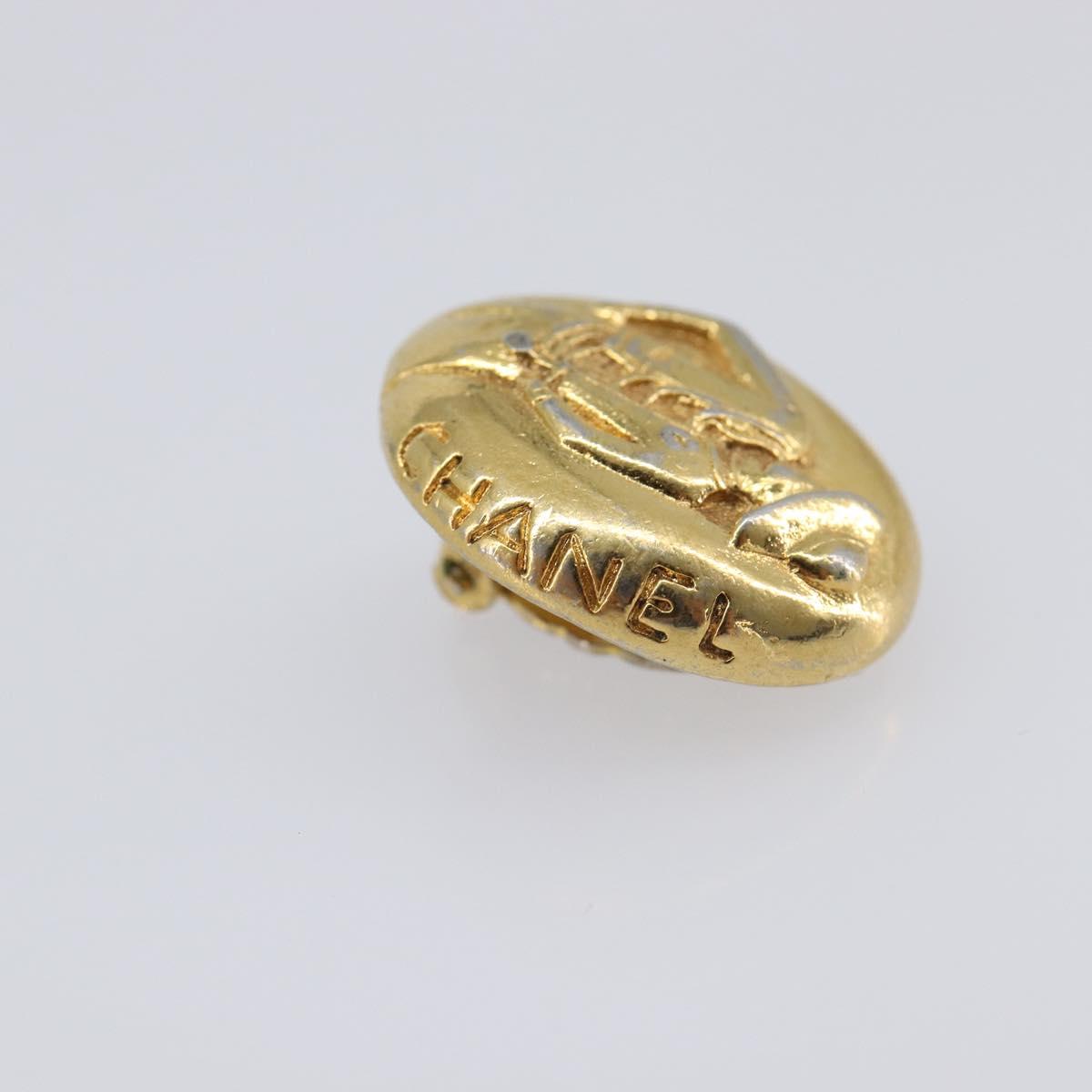 CHANEL Earring Metal Gold CC Auth 206568M