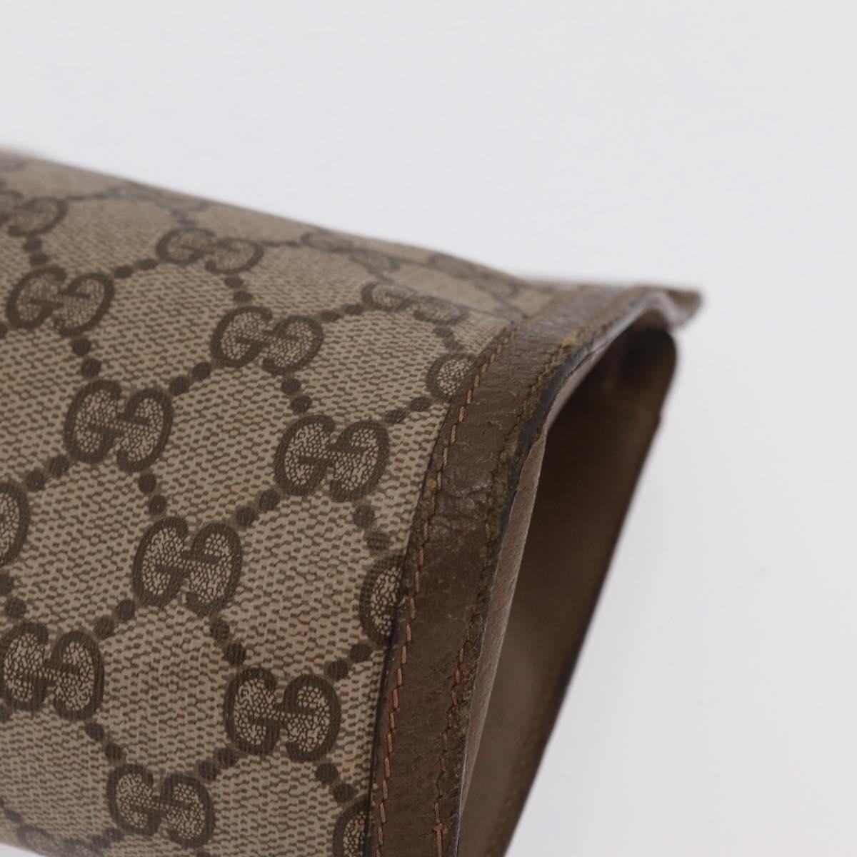 GUCCI GG Supreme Web Sherry Line Clutch Bag PVC Beige Gold 89 01 033 Auth 206572