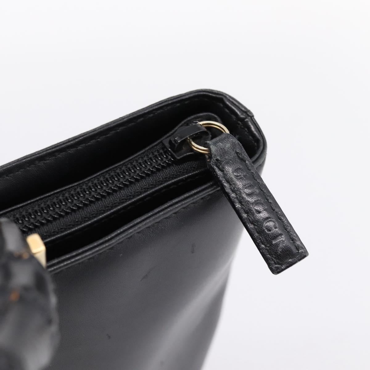 GUCCI Bamboo Hand Bag Leather Black Gold Tone 002 1998 0507 Auth 206601