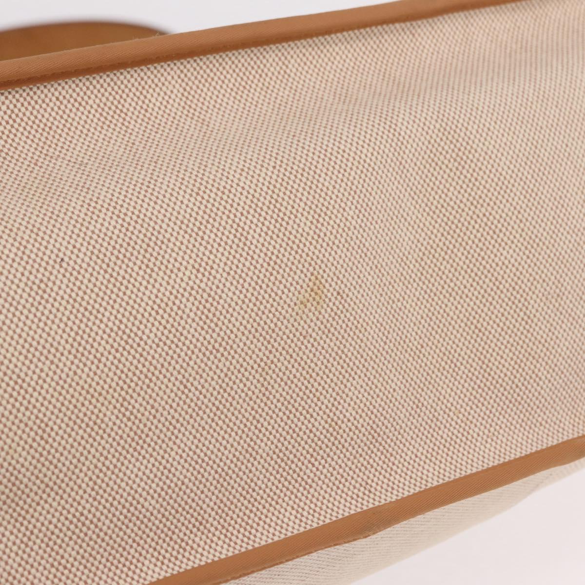 HERMES Kabak Elan PM Hand Bag Canvas Beige Silver Auth 206603V