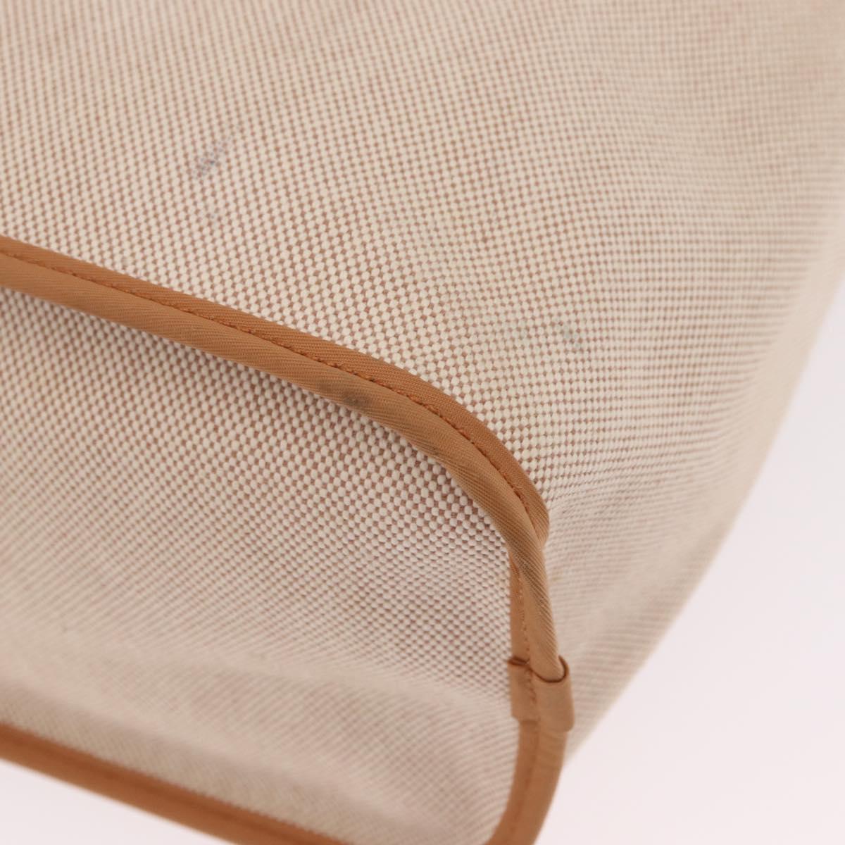 HERMES Kabak Elan PM Hand Bag Canvas Beige Silver Auth 206603V