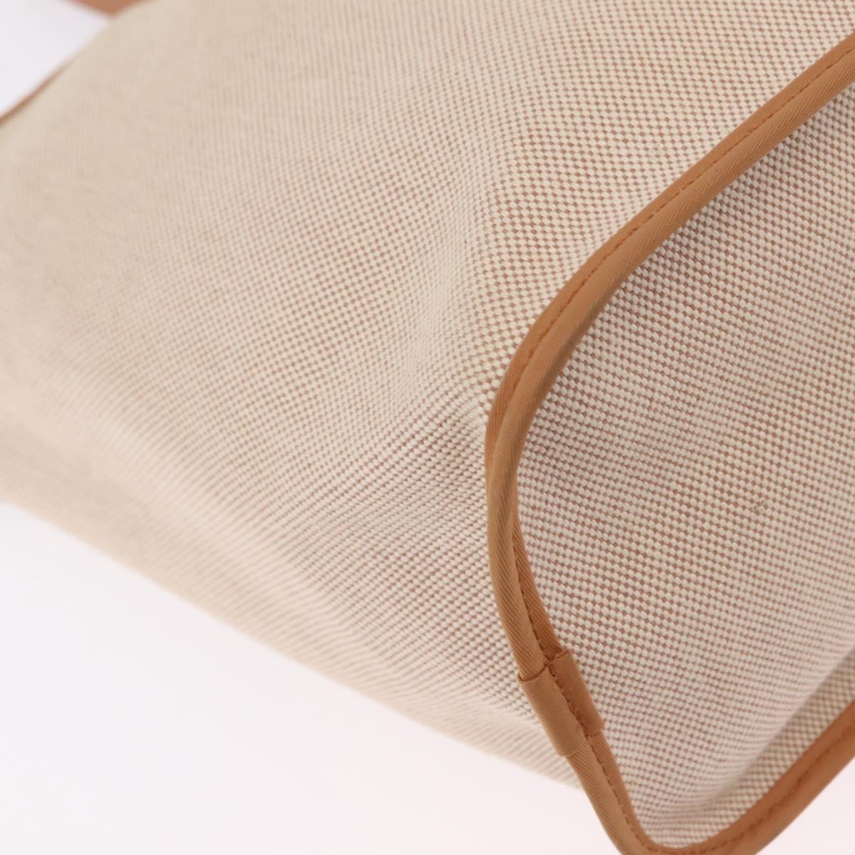 HERMES Kabak Elan PM Hand Bag Canvas Beige Silver Auth 206603V