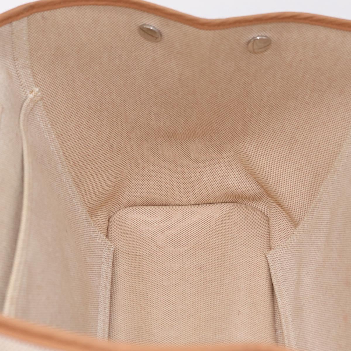 HERMES Kabak Elan PM Hand Bag Canvas Beige Silver Auth 206603V