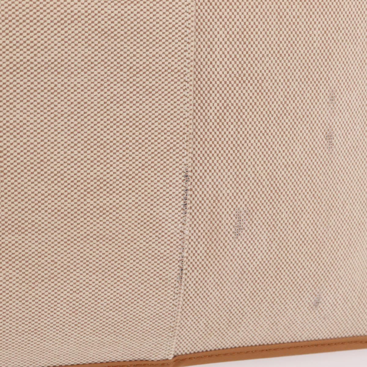 HERMES Kabak Elan PM Hand Bag Canvas Beige Silver Auth 206603V