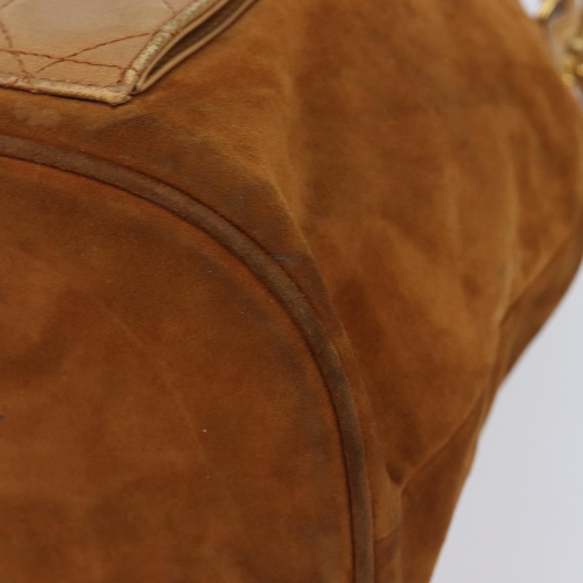 Christian Dior Canage Backpack Suede Brown Gold Tone Auth 206604