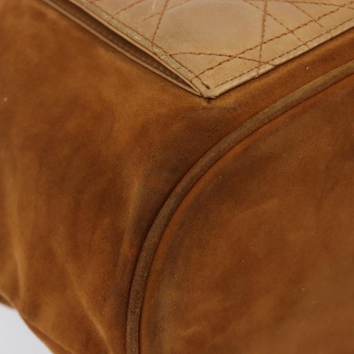 Christian Dior Canage Backpack Suede Brown Gold Tone Auth 206604