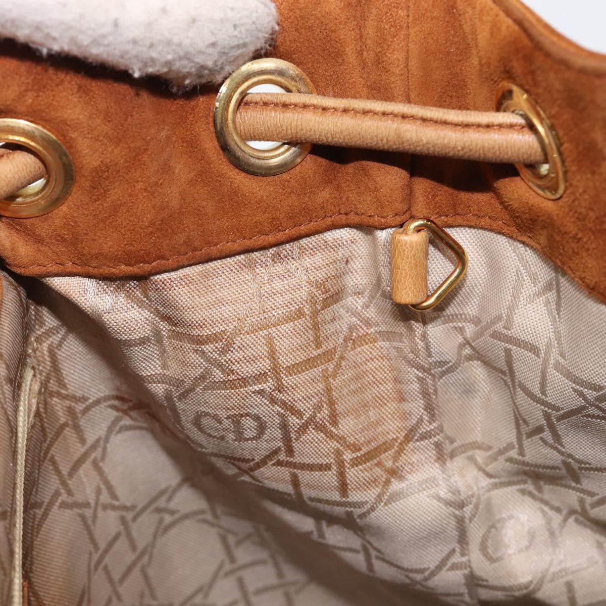 Christian Dior Canage Backpack Suede Brown Gold Tone Auth 206604