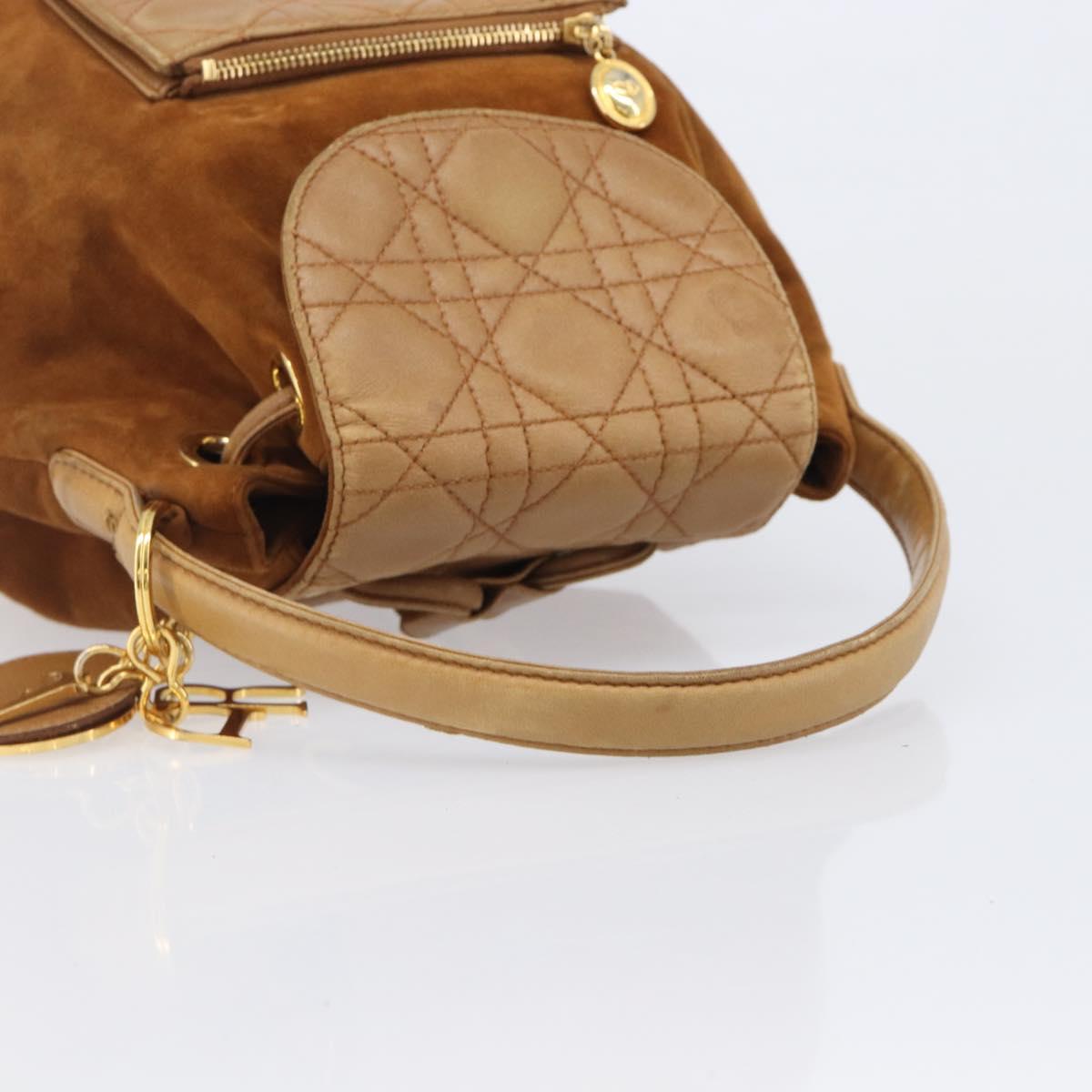 Christian Dior Canage Backpack Suede Brown Gold Tone Auth 206604