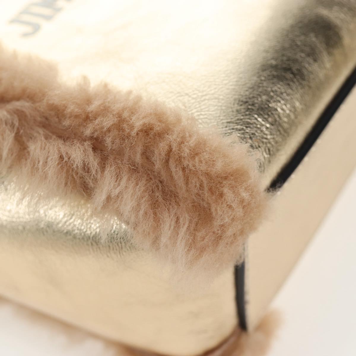 Jimmy Choo Tote Bag Leather Fur 2way Gold Auth 206610V