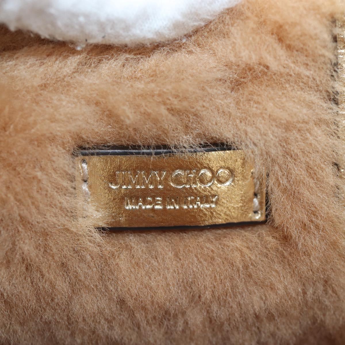 Jimmy Choo Tote Bag Leather Fur 2way Gold Auth 206610V