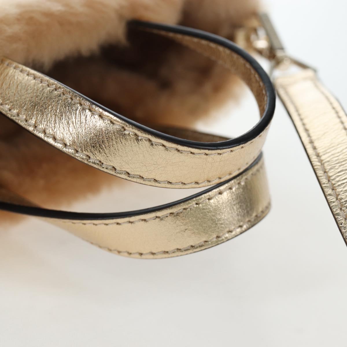 Jimmy Choo Tote Bag Leather Fur 2way Gold Auth 206610V