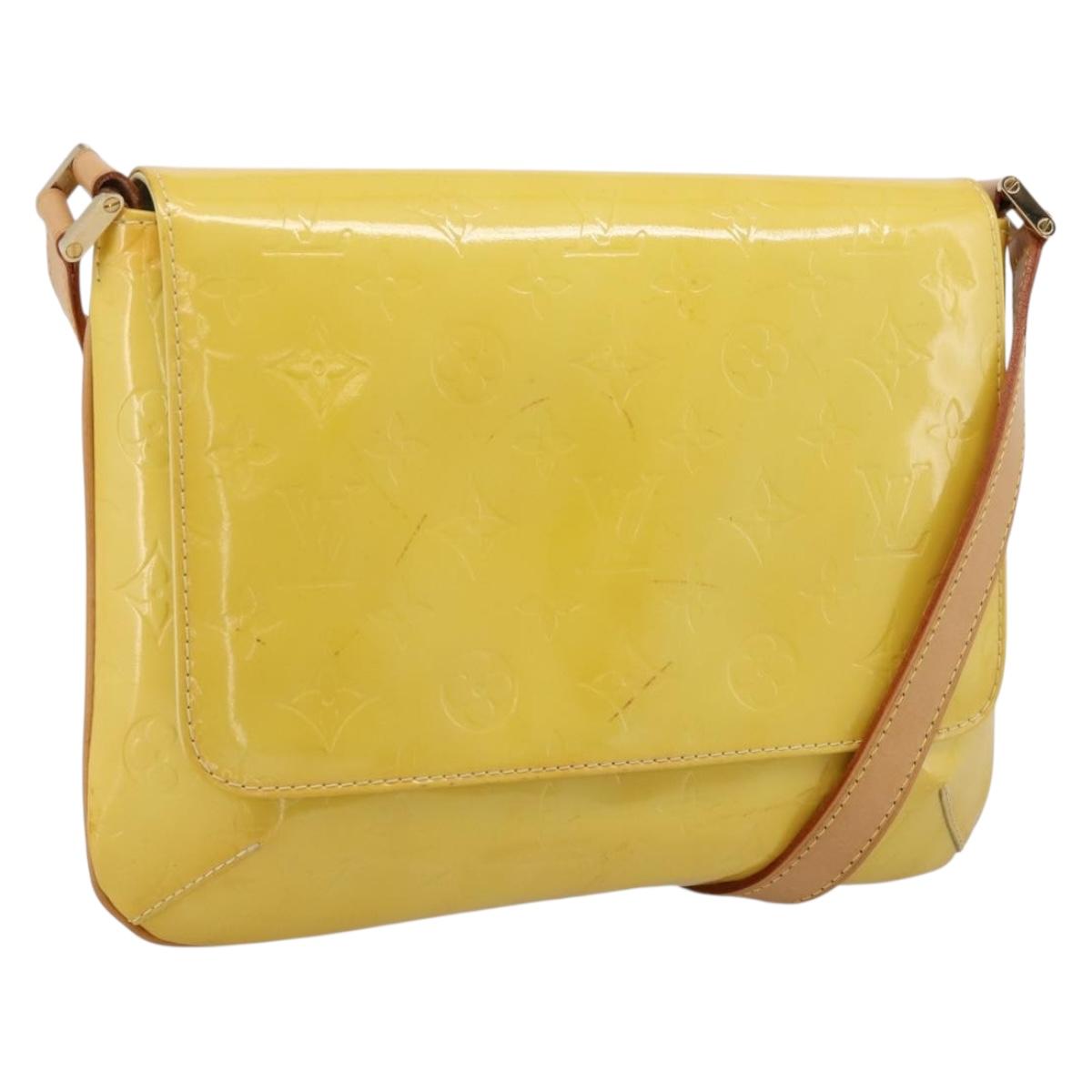 LOUIS VUITTON Monogram Vernis Thompson Street Bag Lime Yellow M91071 Auth 206612