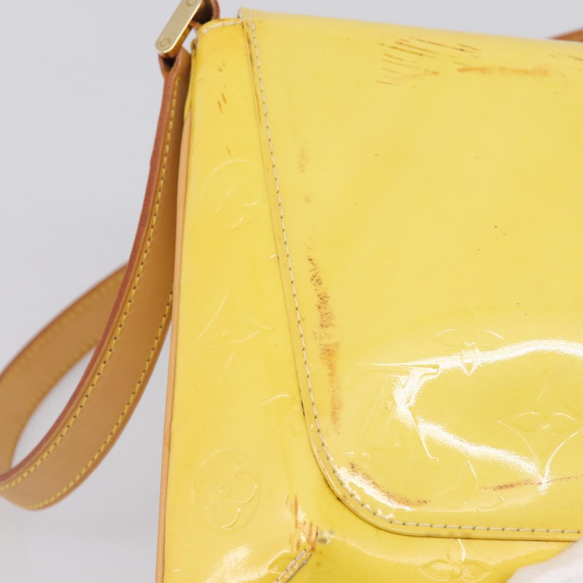 LOUIS VUITTON Monogram Vernis Thompson Street Bag Lime Yellow M91071 Auth 206612