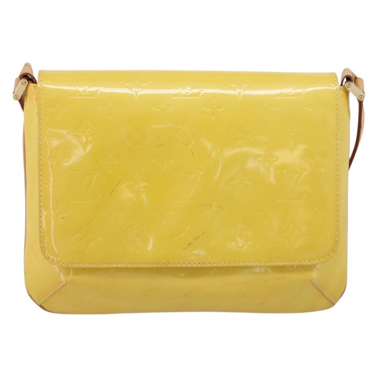 LOUIS VUITTON Monogram Vernis Thompson Street Bag Lime Yellow M91071 Auth 206612