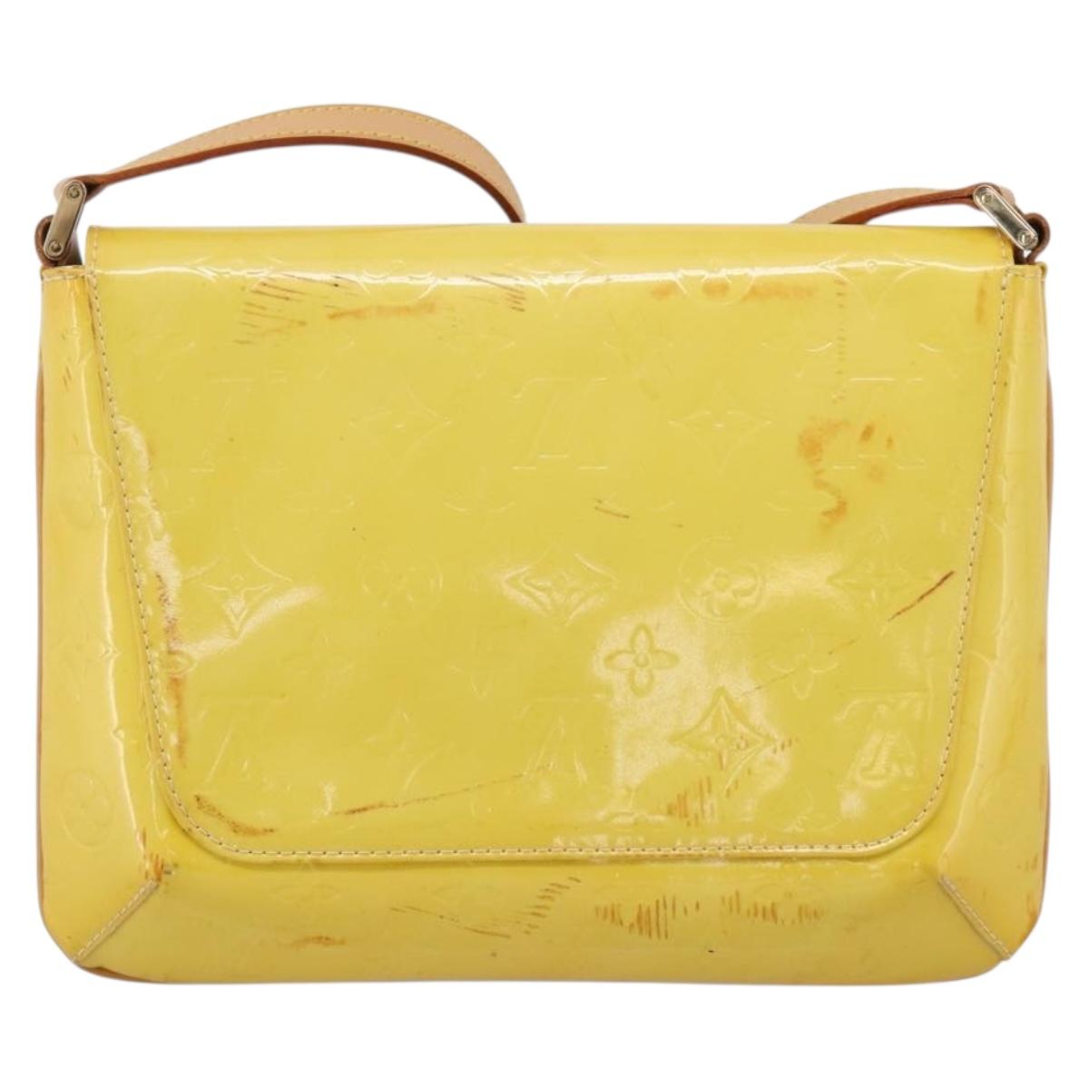 LOUIS VUITTON Monogram Vernis Thompson Street Bag Lime Yellow M91071 Auth 206612