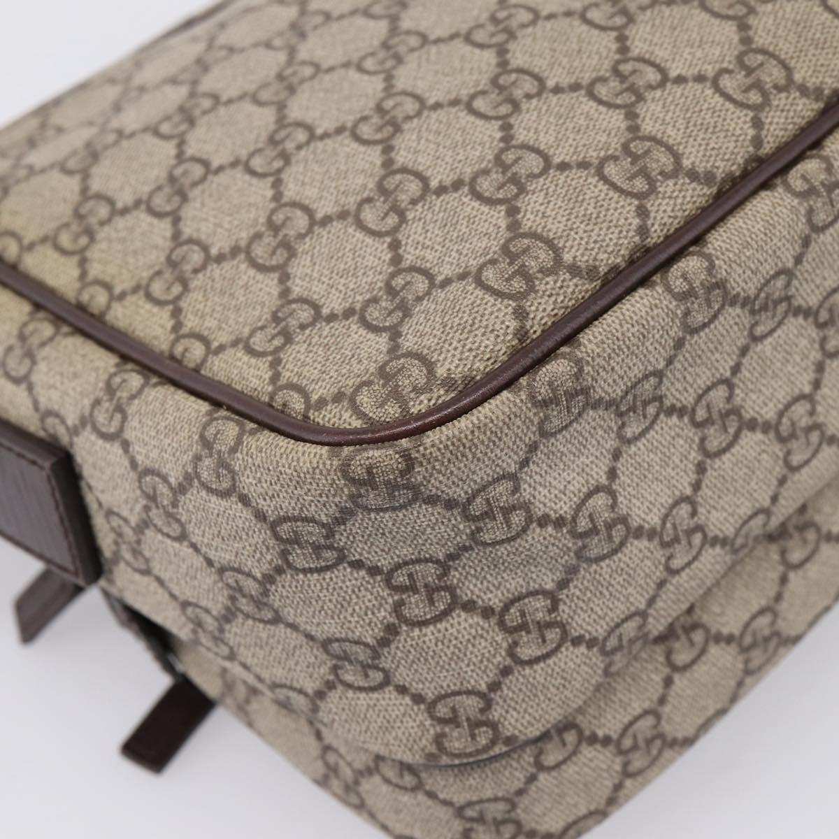 GUCCI GG Supreme Shoulder Bag PVC Beige Silver 114531 Auth 206613