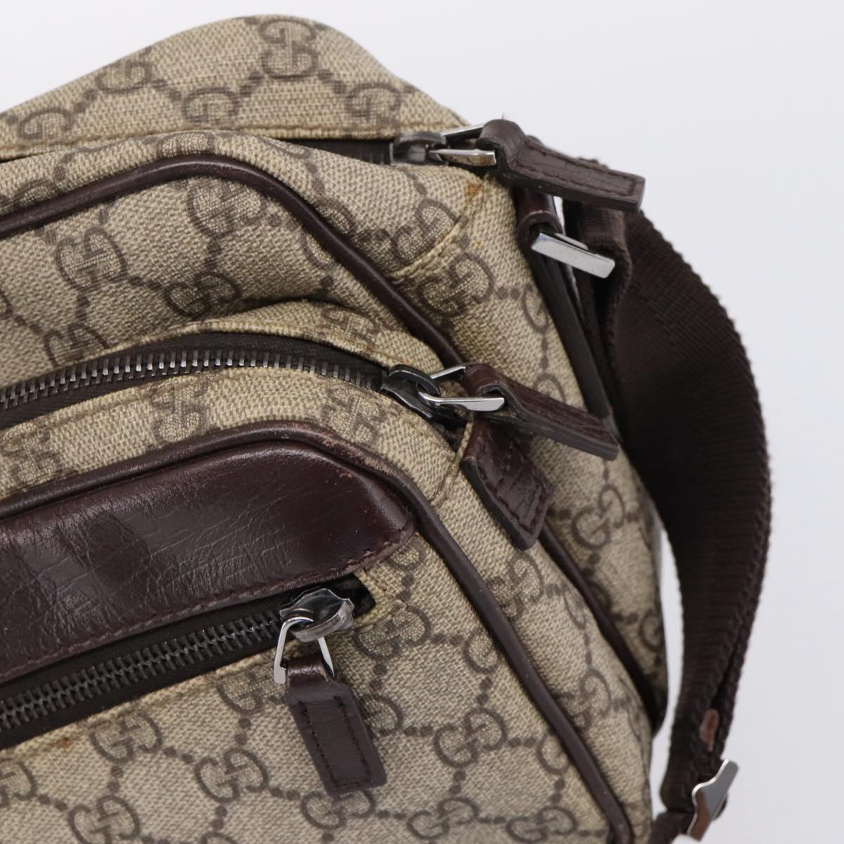 GUCCI GG Supreme Shoulder Bag PVC Beige Silver 114531 Auth 206613