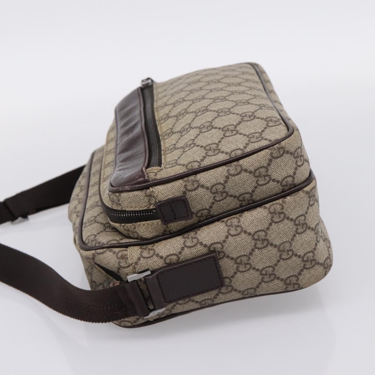 GUCCI GG Supreme Shoulder Bag PVC Beige Silver 114531 Auth 206613