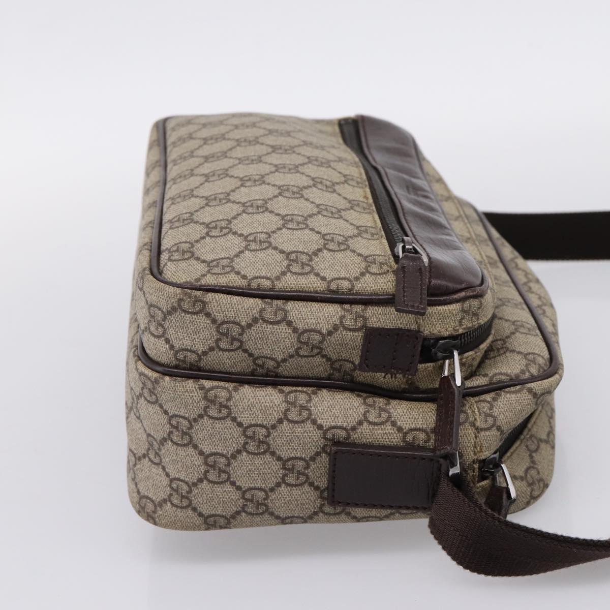 GUCCI GG Supreme Shoulder Bag PVC Beige Silver 114531 Auth 206613