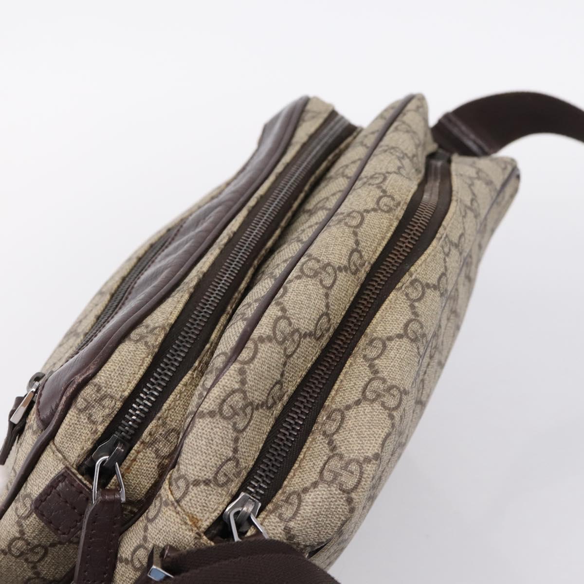 GUCCI GG Supreme Shoulder Bag PVC Beige Silver 114531 Auth 206613