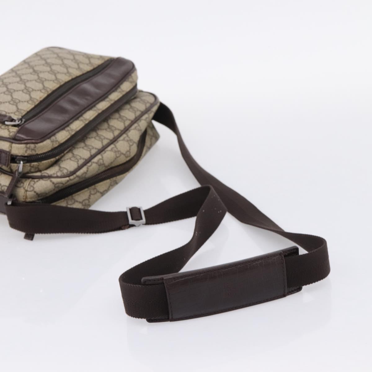 GUCCI GG Supreme Shoulder Bag PVC Beige Silver 114531 Auth 206613