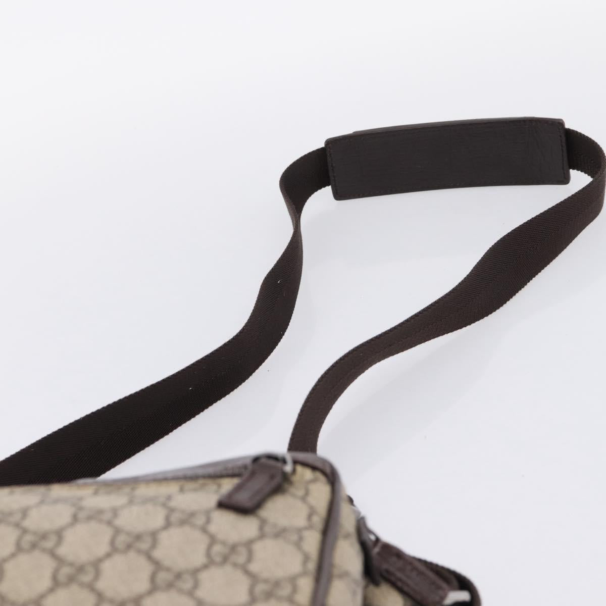 GUCCI GG Supreme Shoulder Bag PVC Beige Silver 114531 Auth 206613