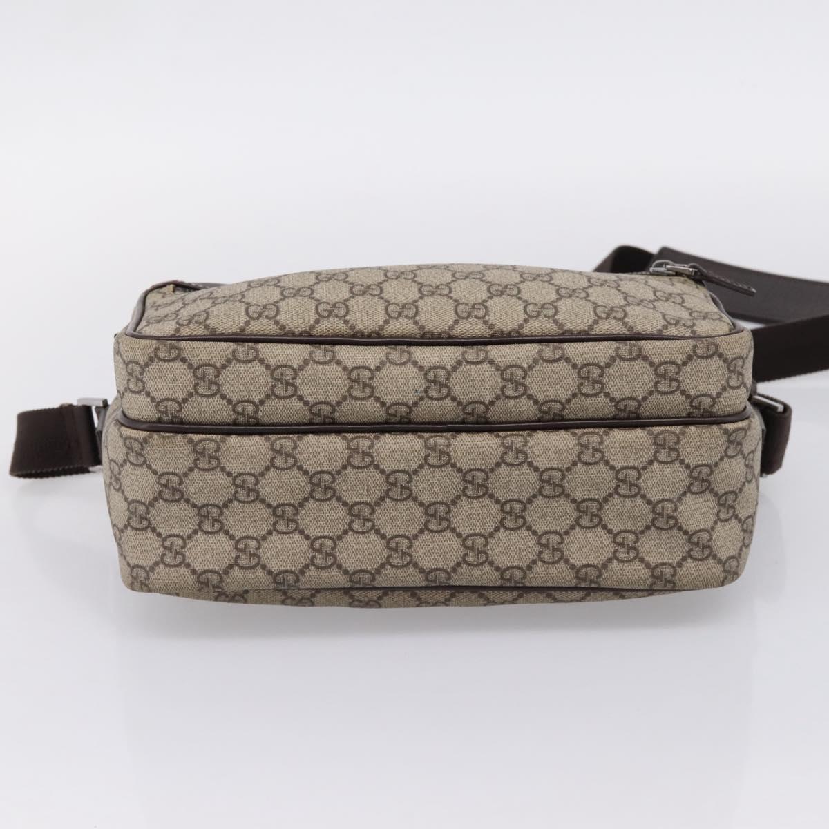 GUCCI GG Supreme Shoulder Bag PVC Beige Silver 114531 Auth 206613