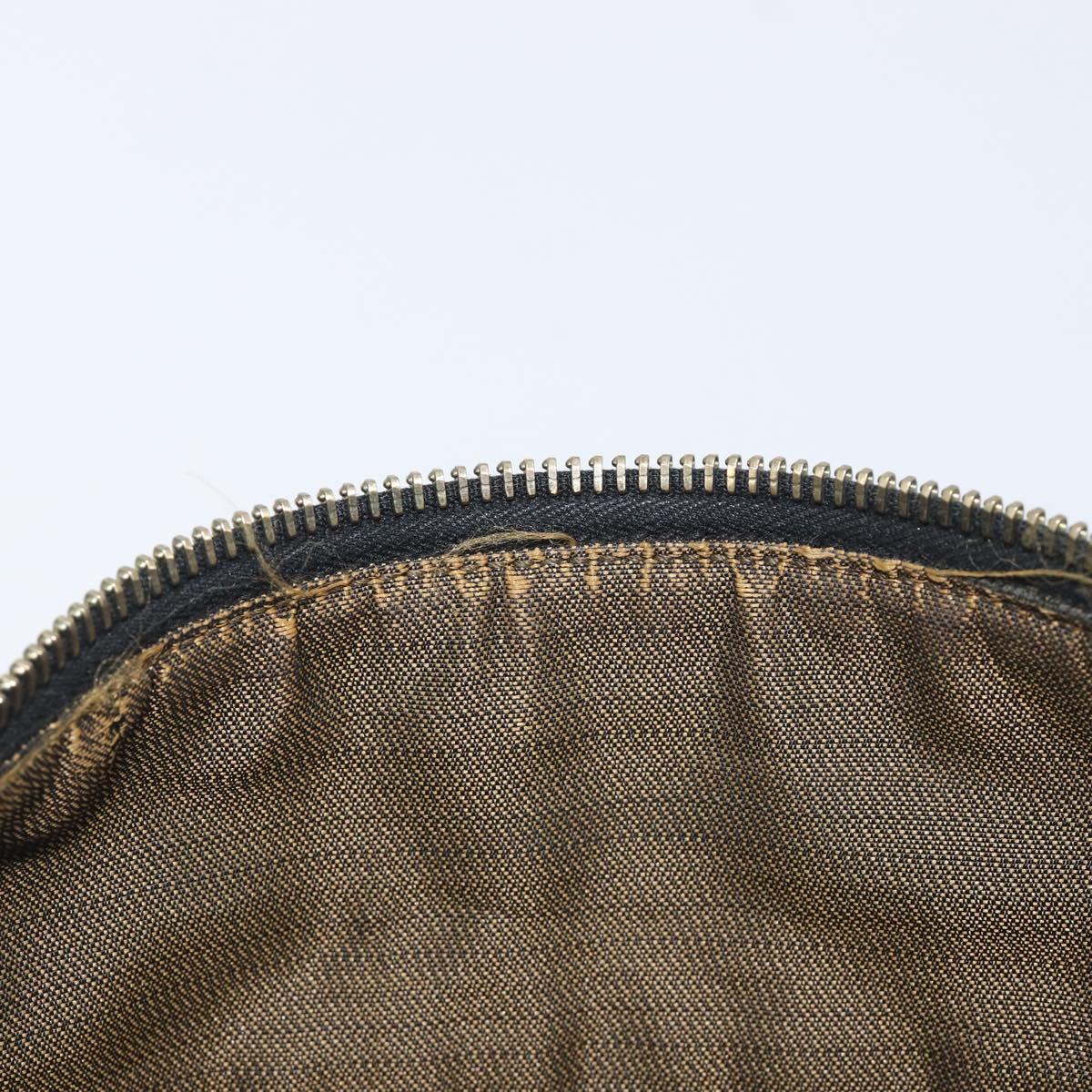 FENDI Zucca Canvas Vanity Cosmetic Pouch Brown Gold Tone Auth 206619