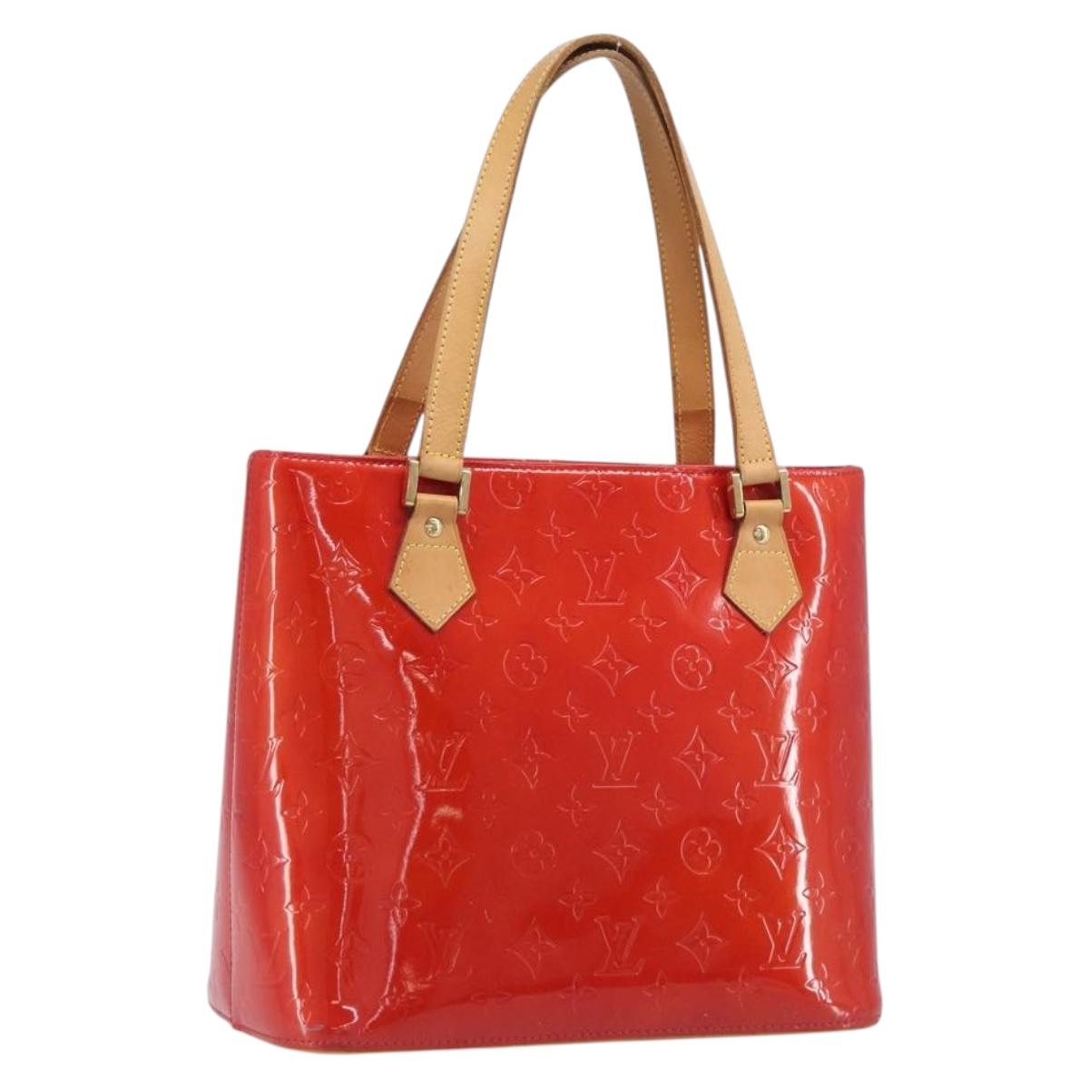 LOUIS VUITTON Monogram Vernis Houston Hand Bag Red M91092 LV Auth 206637