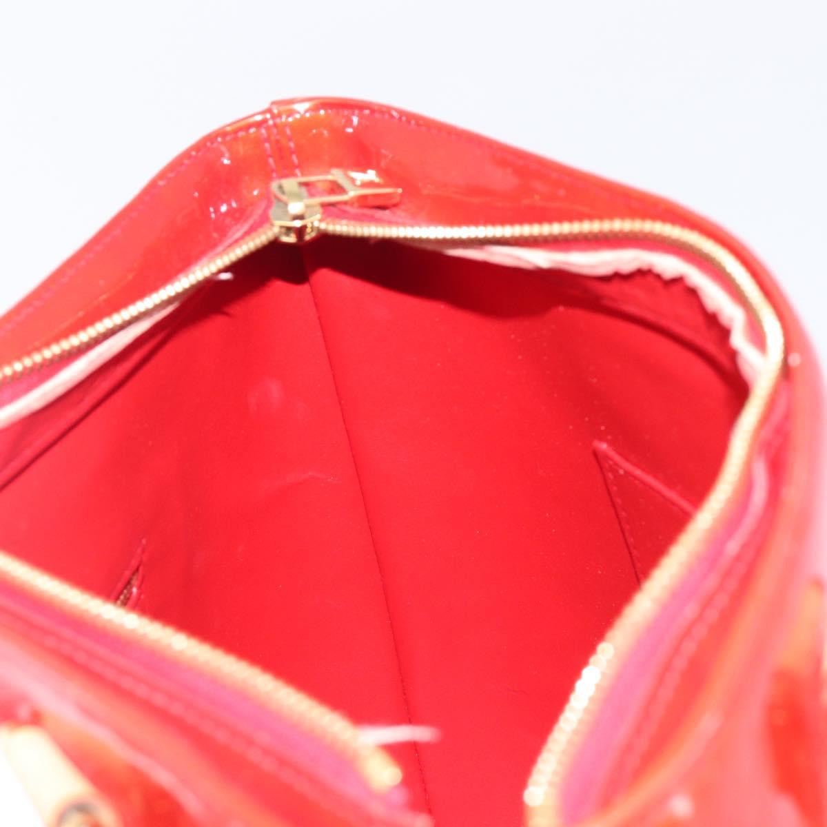 LOUIS VUITTON Monogram Vernis Houston Hand Bag Red M91092 LV Auth 206637