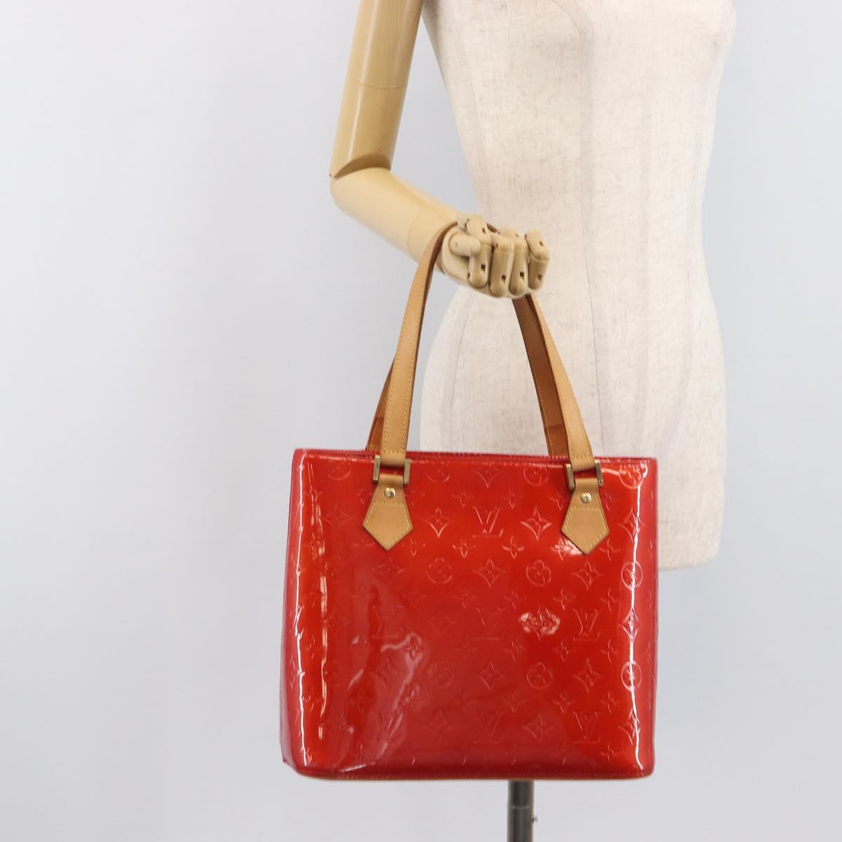 LOUIS VUITTON Monogram Vernis Houston Hand Bag Red M91092 LV Auth 206637